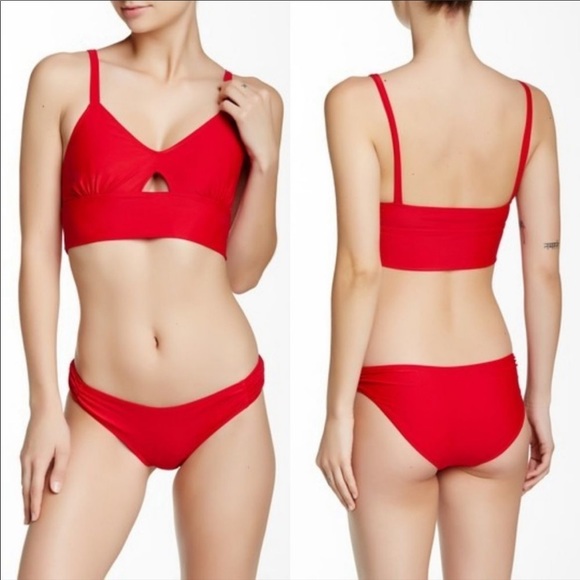 Rachel Pally Saint Croix Side Ruched Bikini Bottoms in Red - Picture 7 of 8